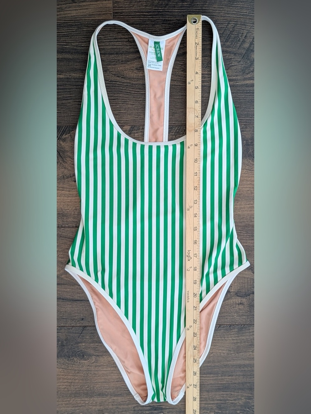 J. Crew Racerback One-piece Swimsuit in Stripe Kelly Green Size 6 - Picture 12 of 13